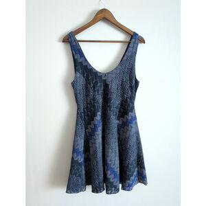 Free People Artsy Geometric Chevron Mini Dress Women Sz M Fairy Crochet Bohemian